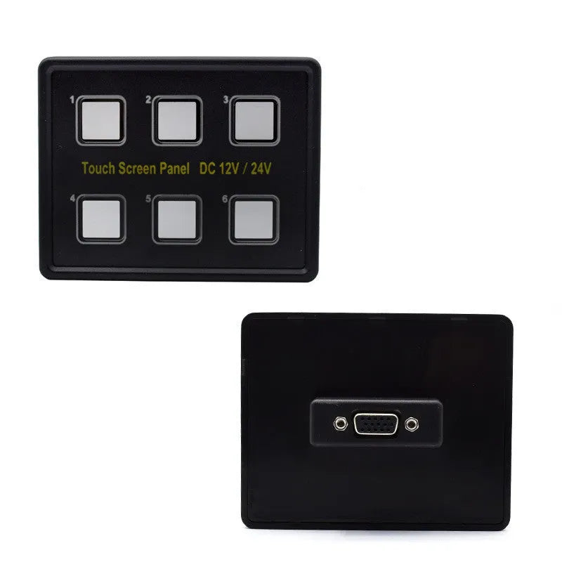 Wrangler black 6-way touch switch panel with blue and white LED indicators for car boat bus modification