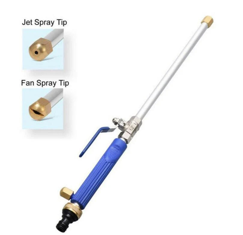 High-pressure electric water gun in blue and silver for car and garden cleaning