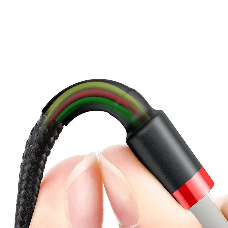 Red and black Lightning charging cable for Apple iPhones with 8PIN connector