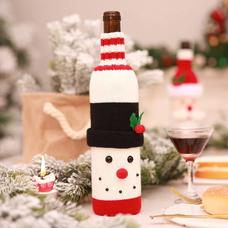 Festive Christmas wine bottle socks in vibrant holiday designs