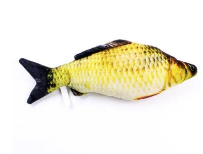 Vibrant fish-shaped plush toys in various sizes and colors, perfect for Kiwi cats to play with and cuddle