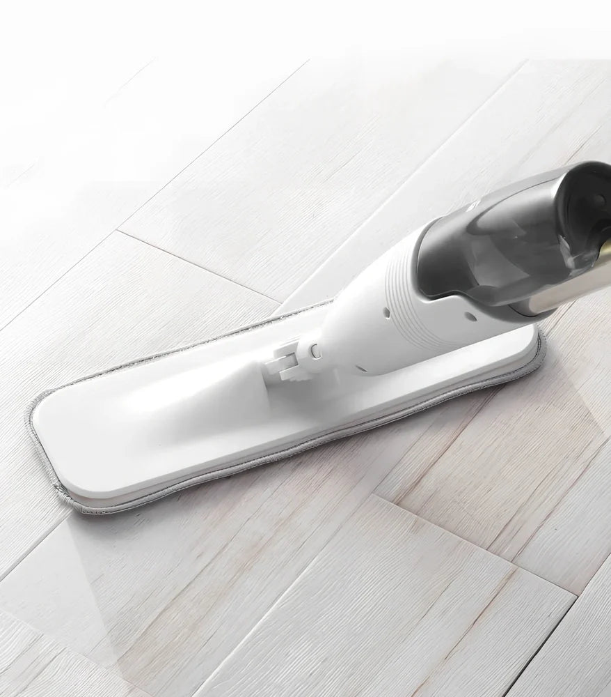 Xiaomi Deerma water spray floor mop with 360-degree rotation, 350ml reservoir, and 30cm microfibre head for efficient cleaning