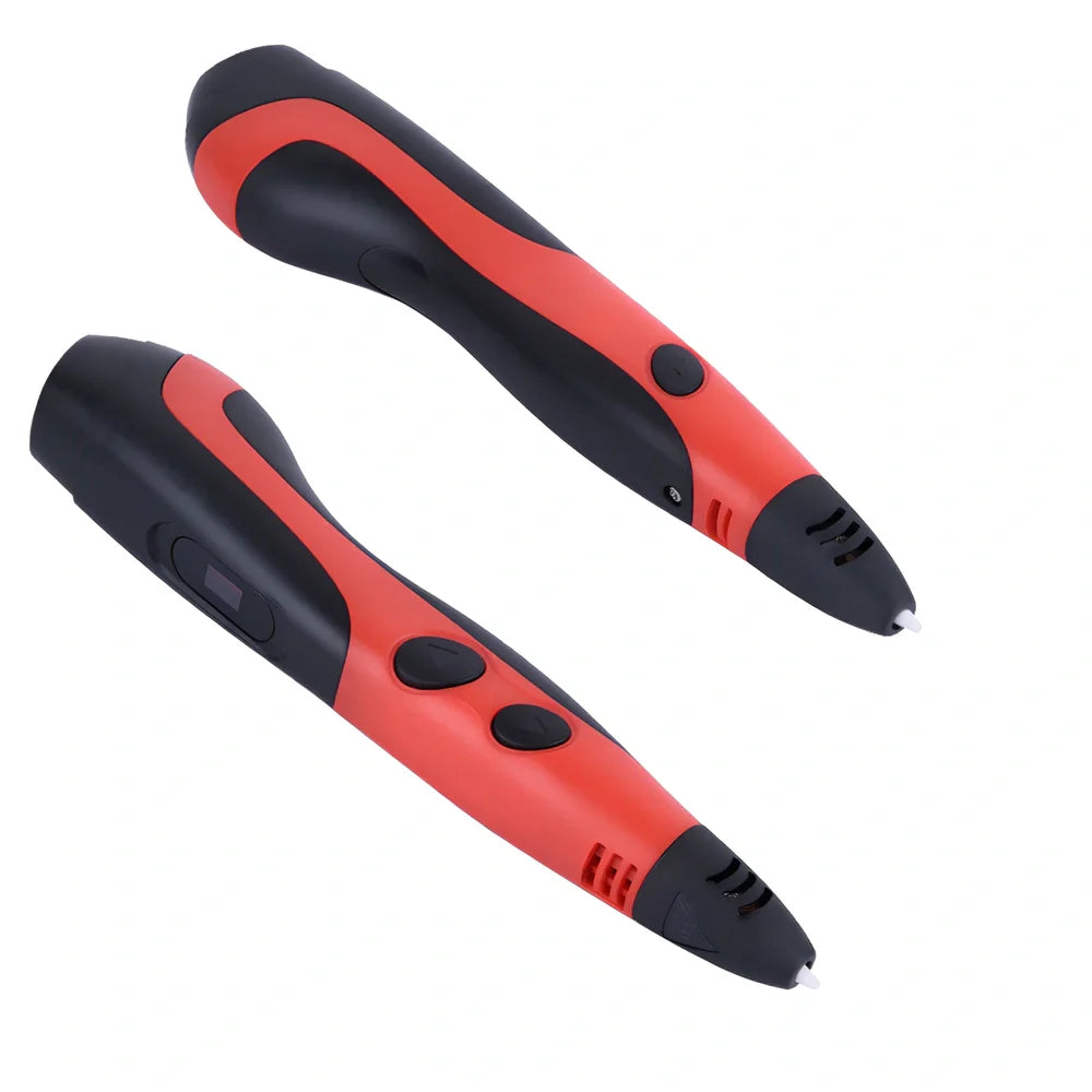 Blue six generations 3D printing pen with 12-colour PLA ABS consumables, base, and UK adapter for DIY graffiti