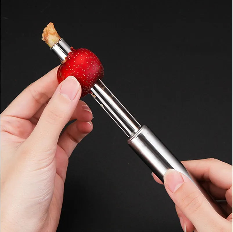 Stainless steel pineapple corer slicer with ABS handle showing cutting mechanism