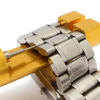 Metal watch strap adjustment tool with thimbles for easy at-home strap fitting