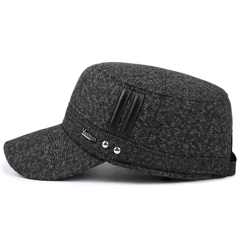 Winter outdoor earmuffs with cotton hat, adjustable band, black colour option, visor and ear covers