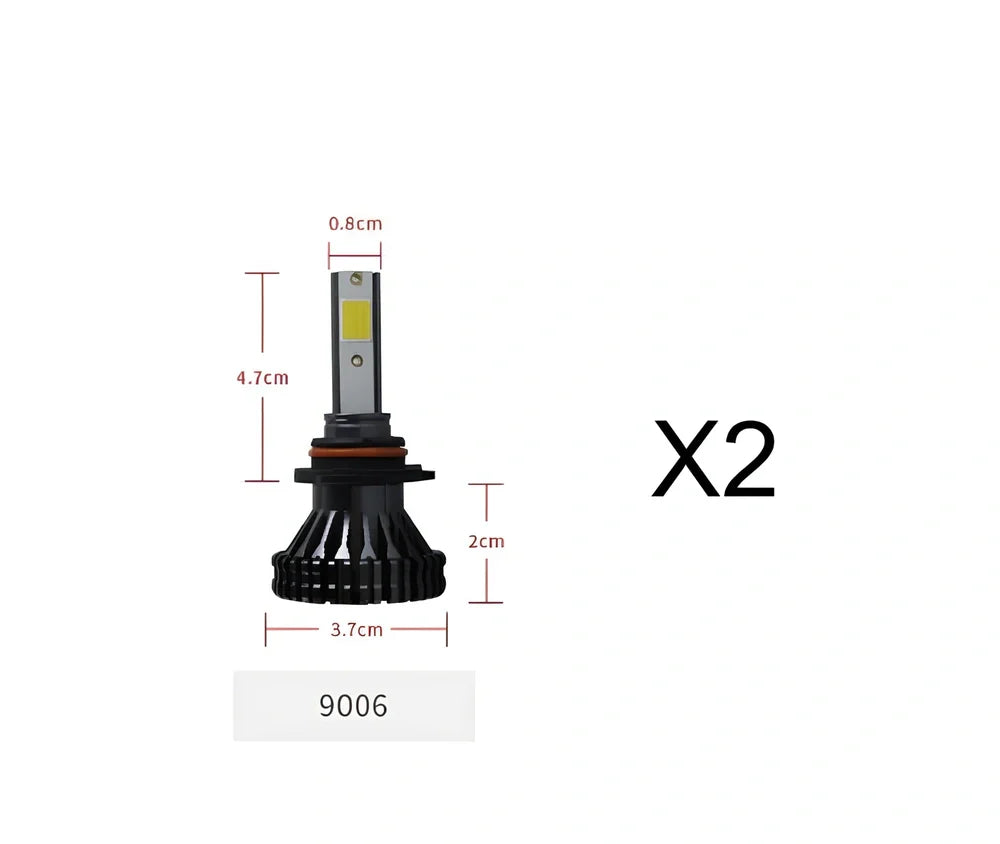 9005 HB3 LED automotive headlight with aluminium housing and heat dissipation fins