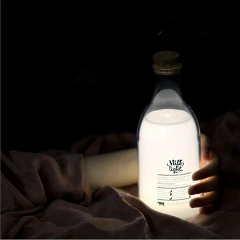 Milk bottle-shaped USB charging LED nightlight lamp in white