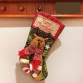 Large burlap Christmas stocking with 3D applique snowman design, hanging loop, and mixed colour fabric