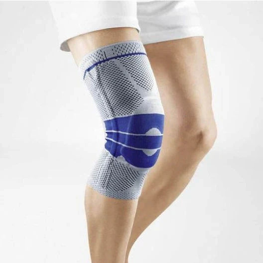 Nylon knee sleeve with anti-slip bands for sports and fitness support