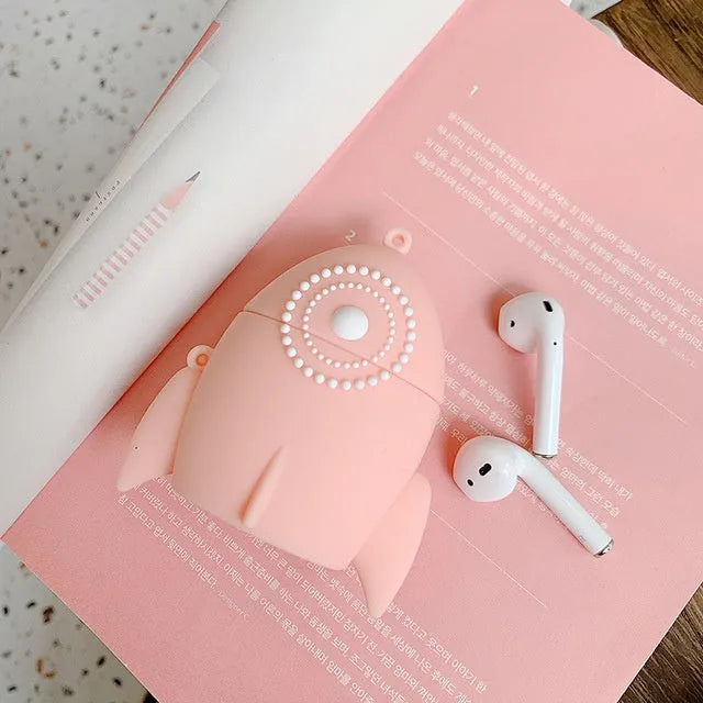 Pink silicone protective case for Apple AirPods 1 and 2 wireless headphones