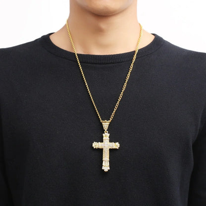 Men's stylish alloy cross necklace with durable chain