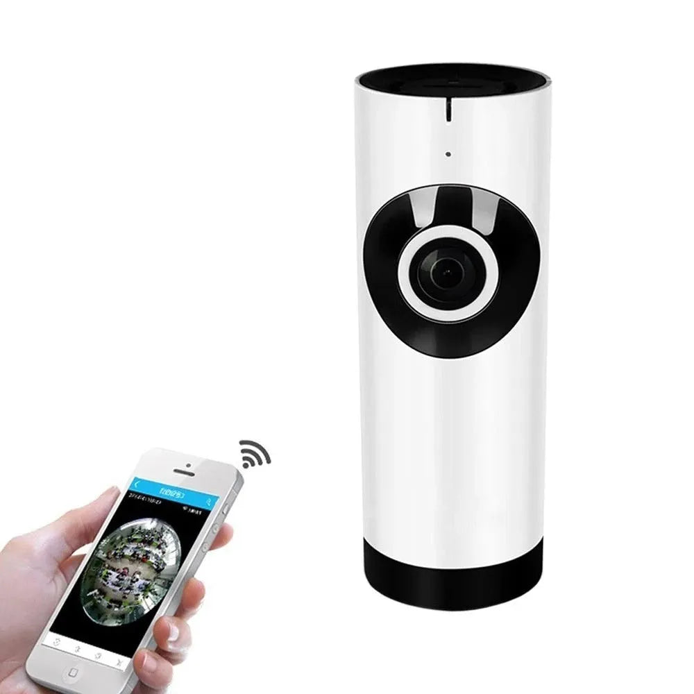 720P wireless IP camera with panoramic lens and bracket for baby monitor use