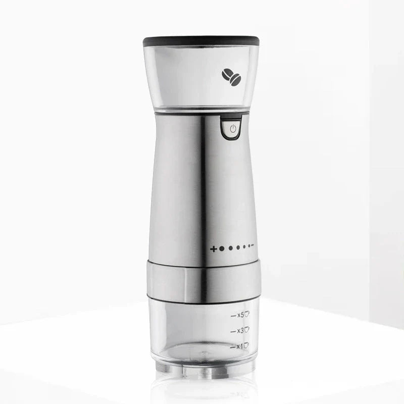 Premium Electric Coffee Grinder with Adjustable Settings, Stainless Steel Construction, and USB Charging