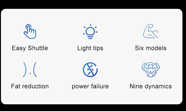 Black adjustable slimming belt with abdominal massage stick showing 110cm length and vibration controls