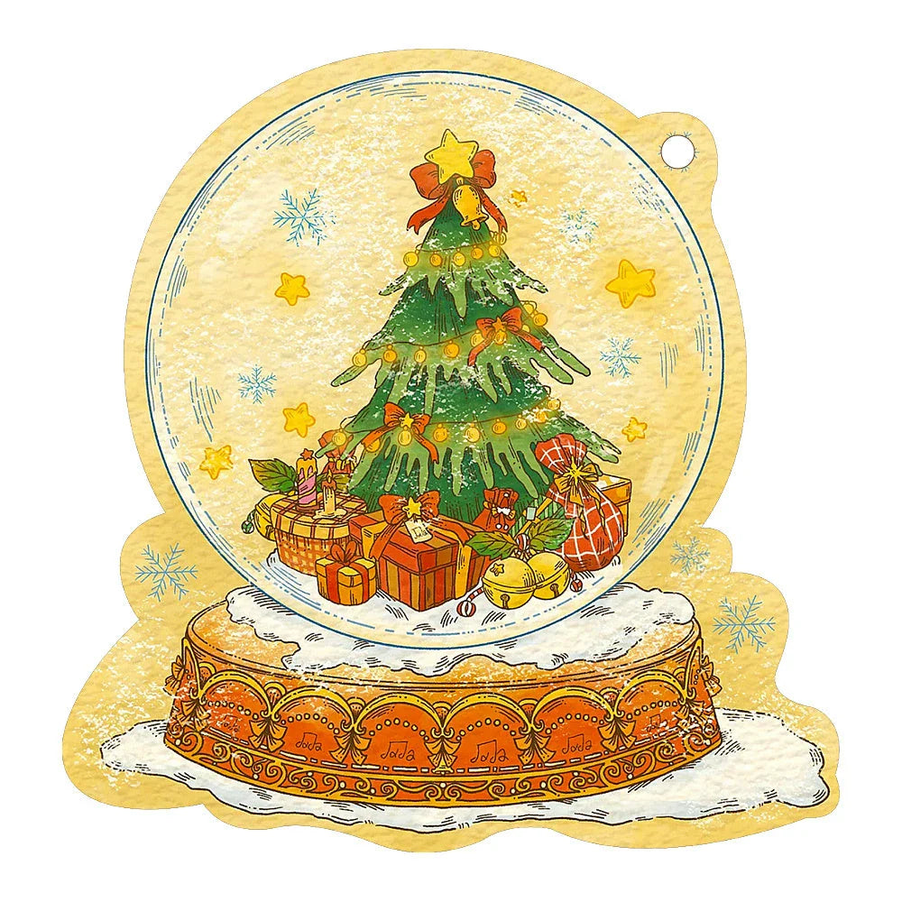 A charming acrylic car-shaped ornament with vibrant colors and a reflective finish, perfect for Christmas decor.