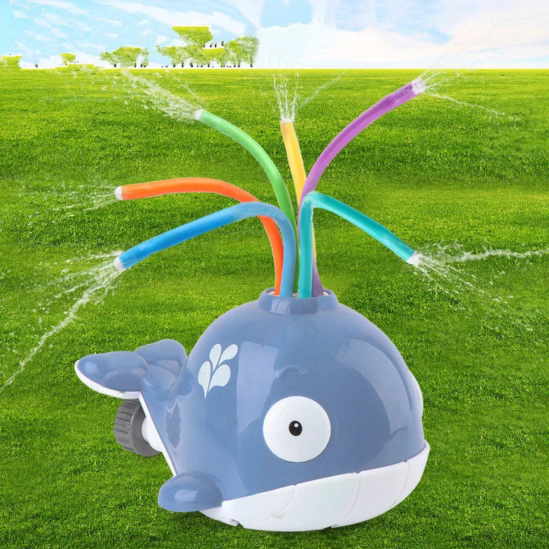 Cartoon sprinkler toy for babies with rotating water spray feature