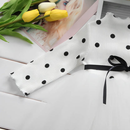 Baby girls long sleeve tutu lace dress in black, pink or white for ages 3-8 years