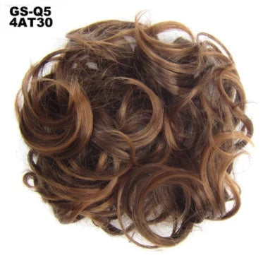 Synthetic wavy curly messy hair bun for women, 12cm diameter, high-temperature wire