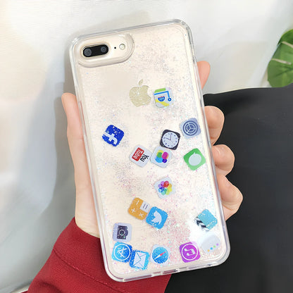 TPU iPhone case with snowflake and sand Christmas pattern, anti-fall design for Apple models 6-11