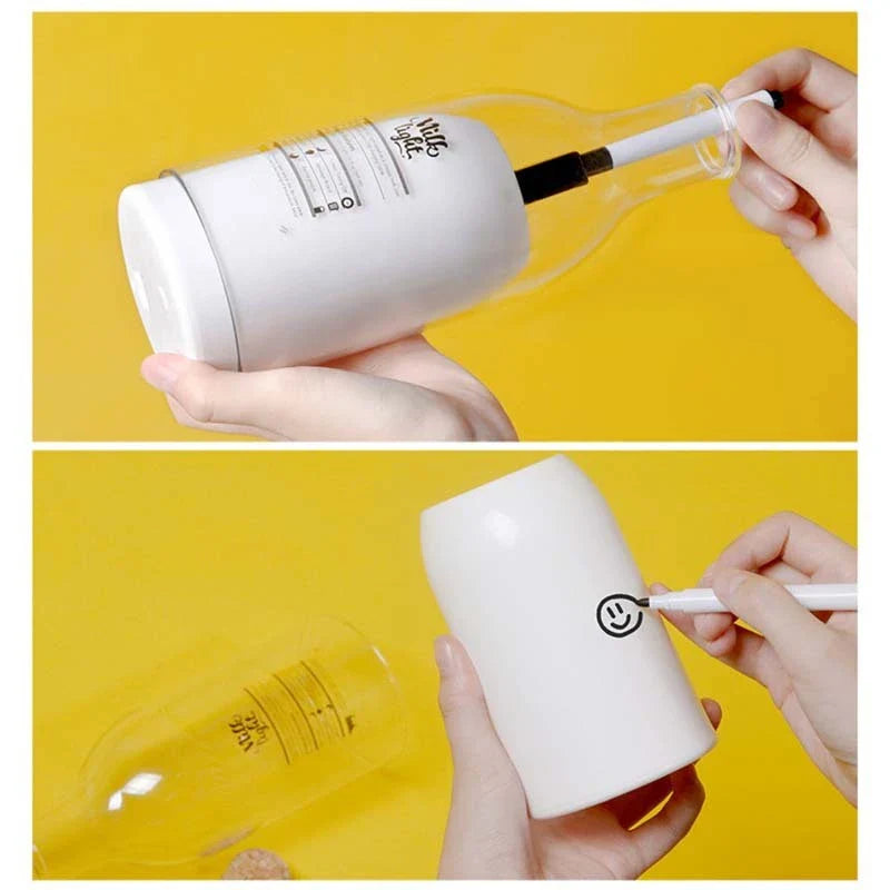 Milk bottle-shaped USB charging LED nightlight lamp in white