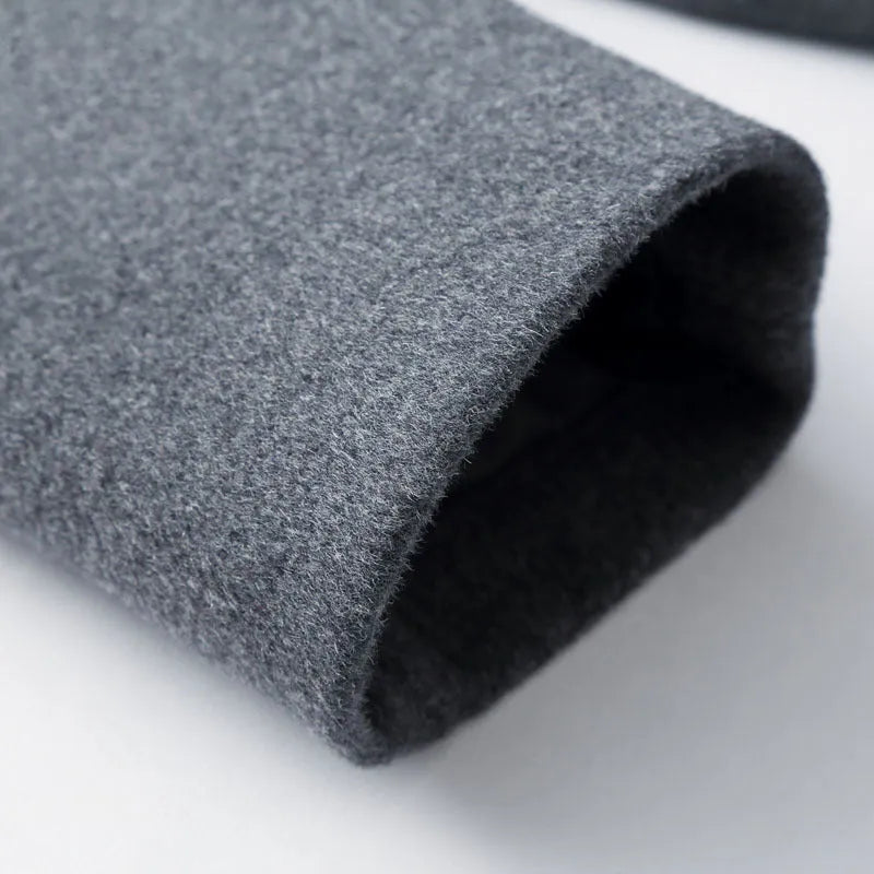 Men's woolen jacket in black, winter coat with woolen cloth fabric