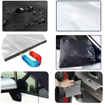 Car front snow cover with magnetic strips on silver Oxford cloth for winter protection