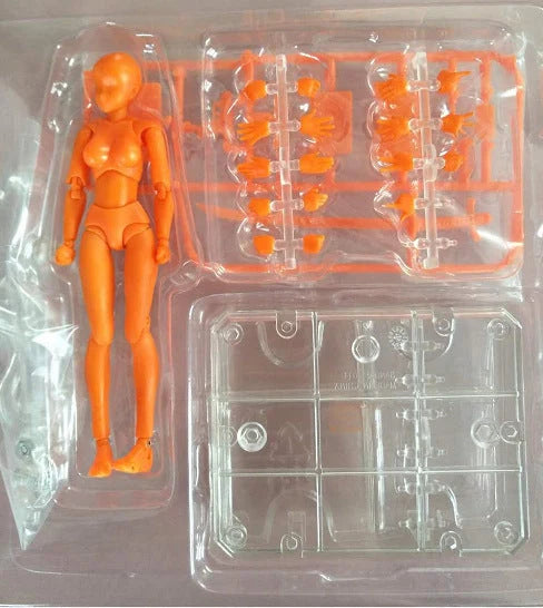 Articulated human mannequin kits for artists with interchangeable accessories
