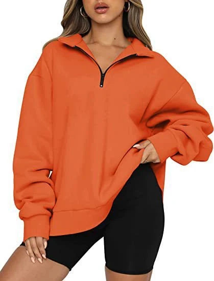 Women's zip turndown collar sweatshirt in various colours