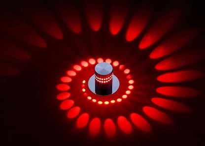 Vibrant LED spiral wall lights with color-changing effects, perfect for modern home decor and indoor lighting