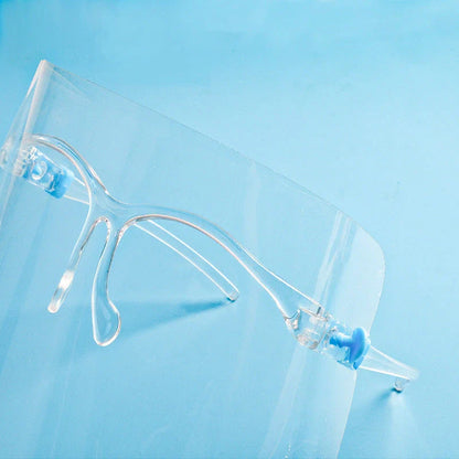 Head-mounted anti-fog and anti-spray mask in blue, green, and pink with replaceable lenses