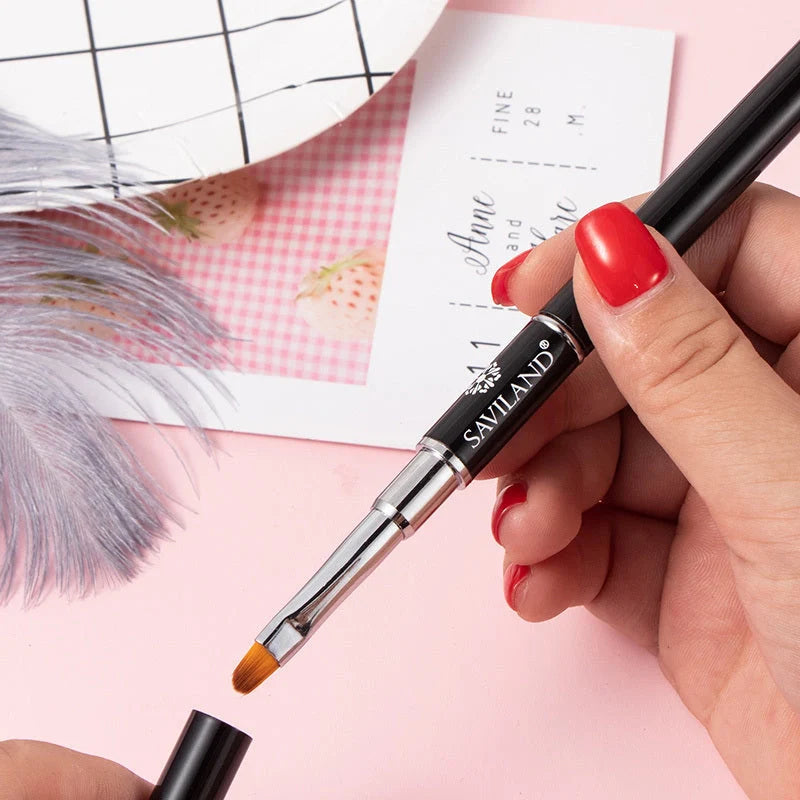 Manicure Double Head Phototherapy Brush Set for UV gel nails, black design