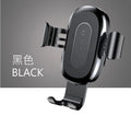 Gravity bracket wireless charging car mount with auto-clamp in black, for Samsung and Apple phones