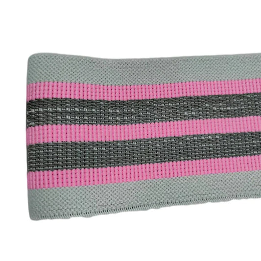 Yoga resistance band in assorted colours for glute activation exercises with three-layer material construction
