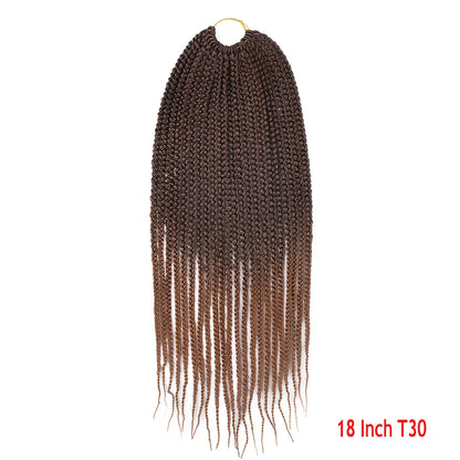 Crochet Senegal box braids extensions in 18 inch 1B colour, three silk braids per piece for easy hair installation