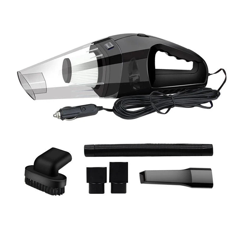 12V 120W Portable Handheld Vacuum Cleaner for Cars in orange, blue, and black