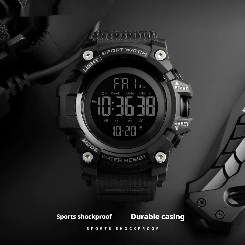 Men's outdoor camouflage electronic watch with sports style and button cell battery