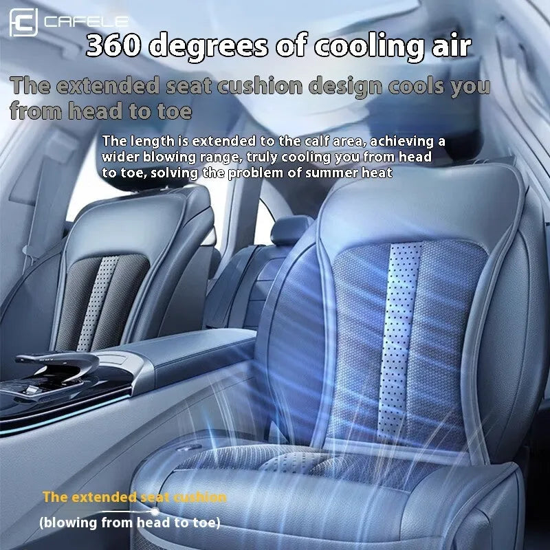 Ventilated car seat cushion with cooling fans in black or brown colour options