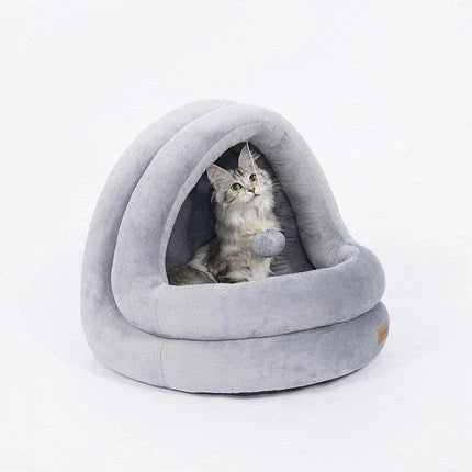 Crystal velvet cat house bed with removable mattress for pets