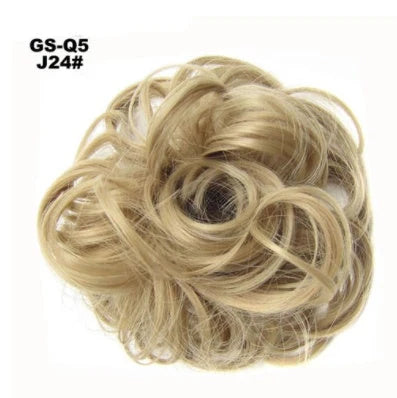 Synthetic wavy curly messy hair bun for women, 12cm diameter, high-temperature wire
