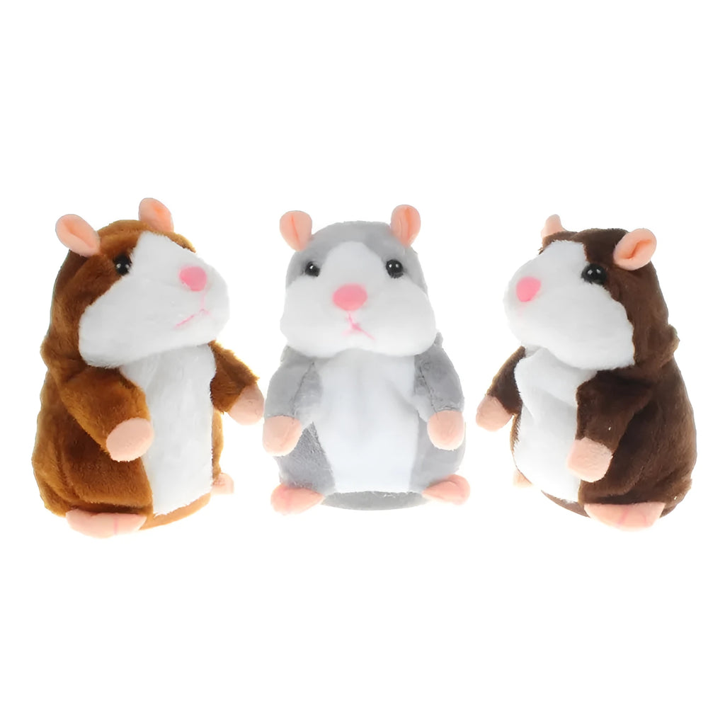 15cm little talking hamster plush toy in light brown colour, repeats what you say