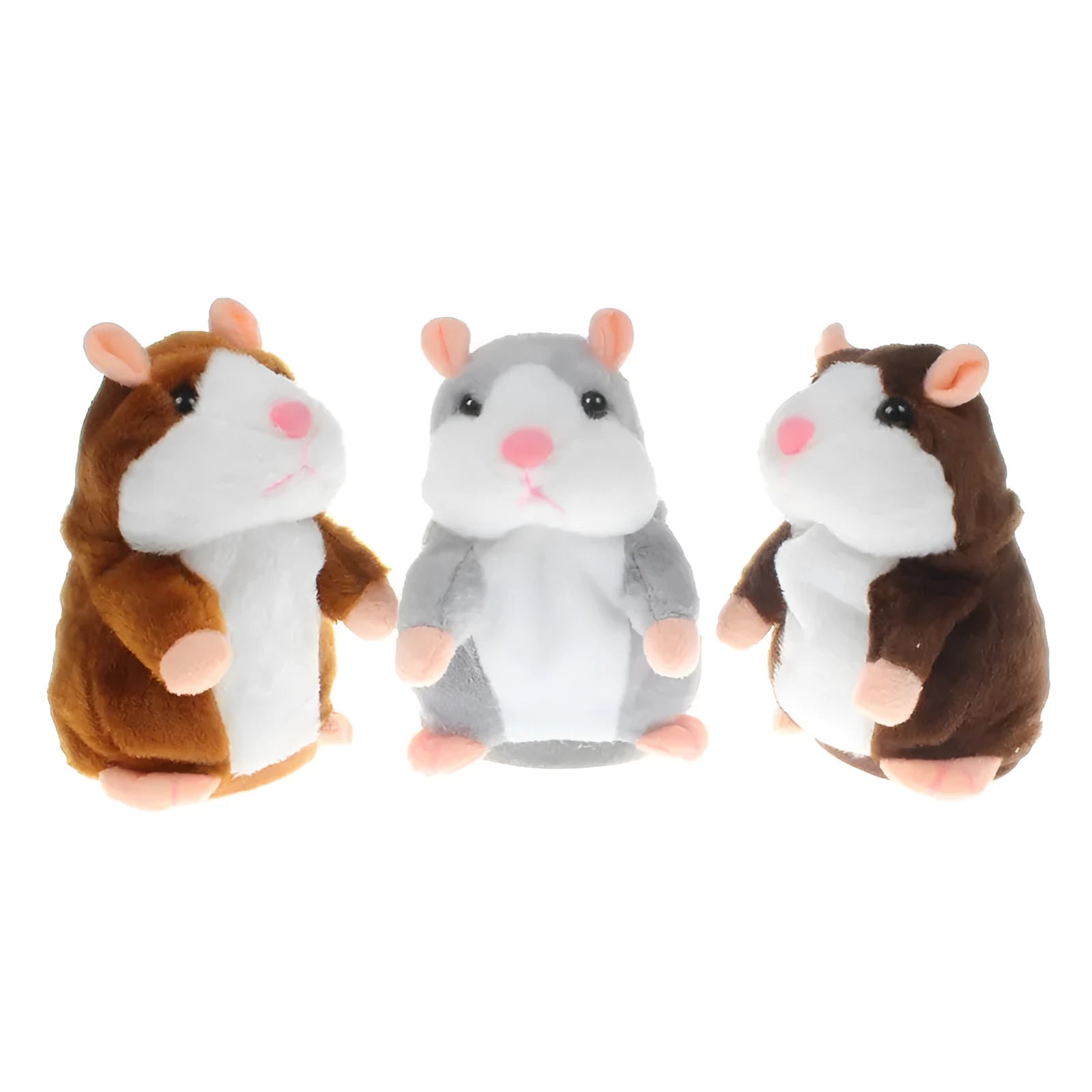 15cm little talking hamster plush toy in light brown colour, repeats what you say