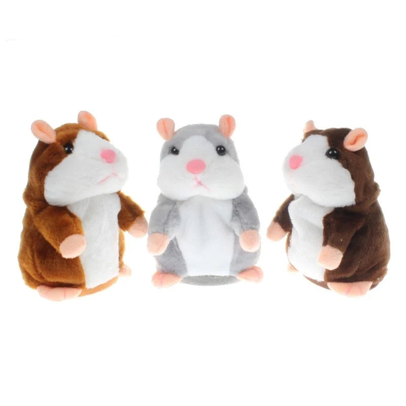 15CM Little Talking Hamster Toy in light brown, dark brown, or grey with voice mimic function