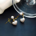 Korean style heart-shaped stud earrings with electroplated alloy settings and artificial gemstone inlays