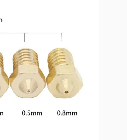 Brass 3D printer nozzle M6 thread 7x12mm with 0.4mm bore for 1.75mm filament