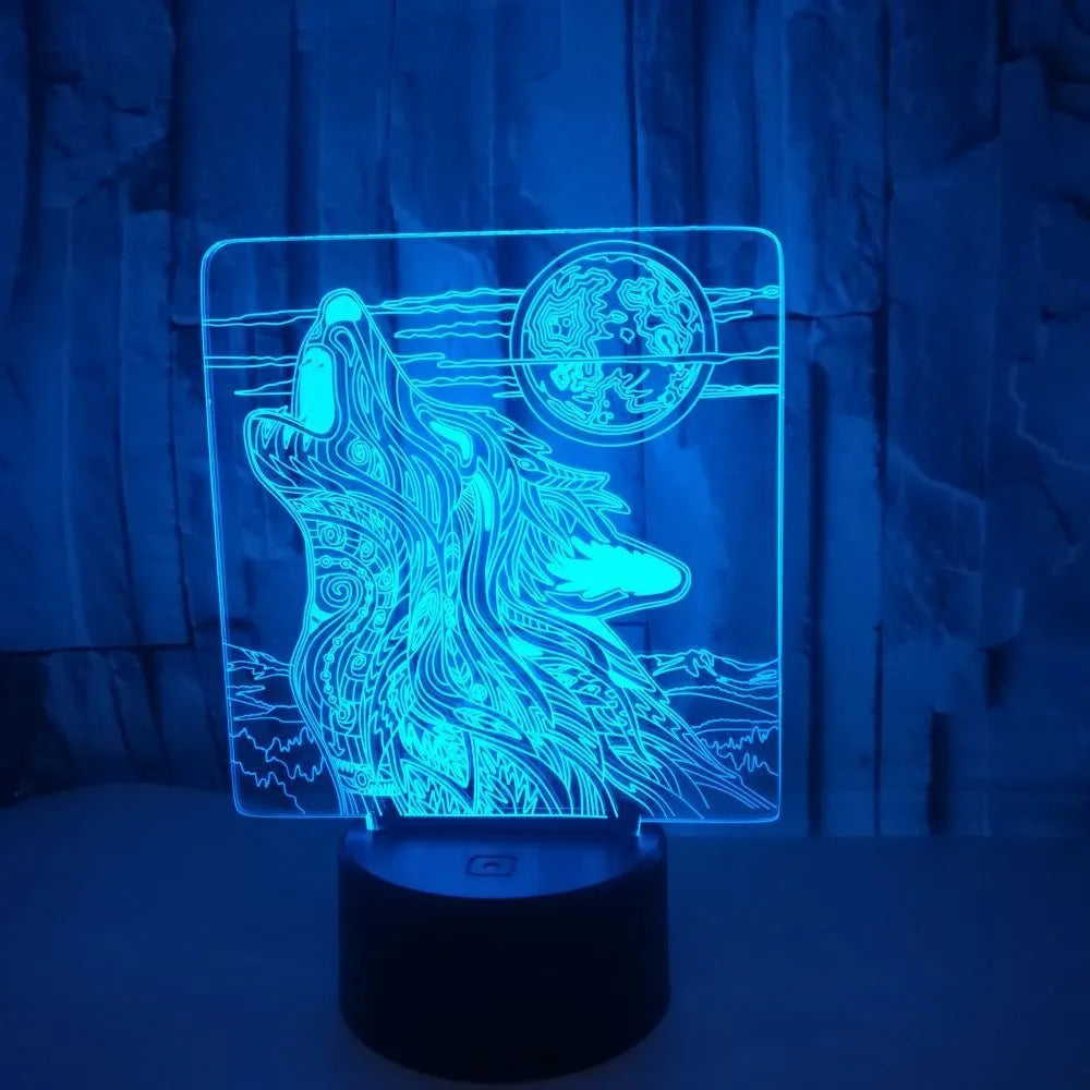 White base LED desk lamp with clear acrylic panel showing multi-colour gradient lighting.