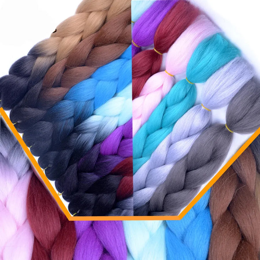 24-inch ombre synthetic braiding hair extensions in pre-stretched Yaki texture, 100g pack for long braids