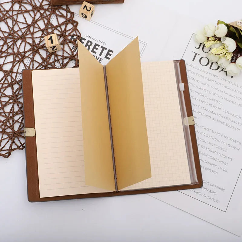 A6 cowhide rope style diary notebook in grey, pink, or red with imitation leather cover.