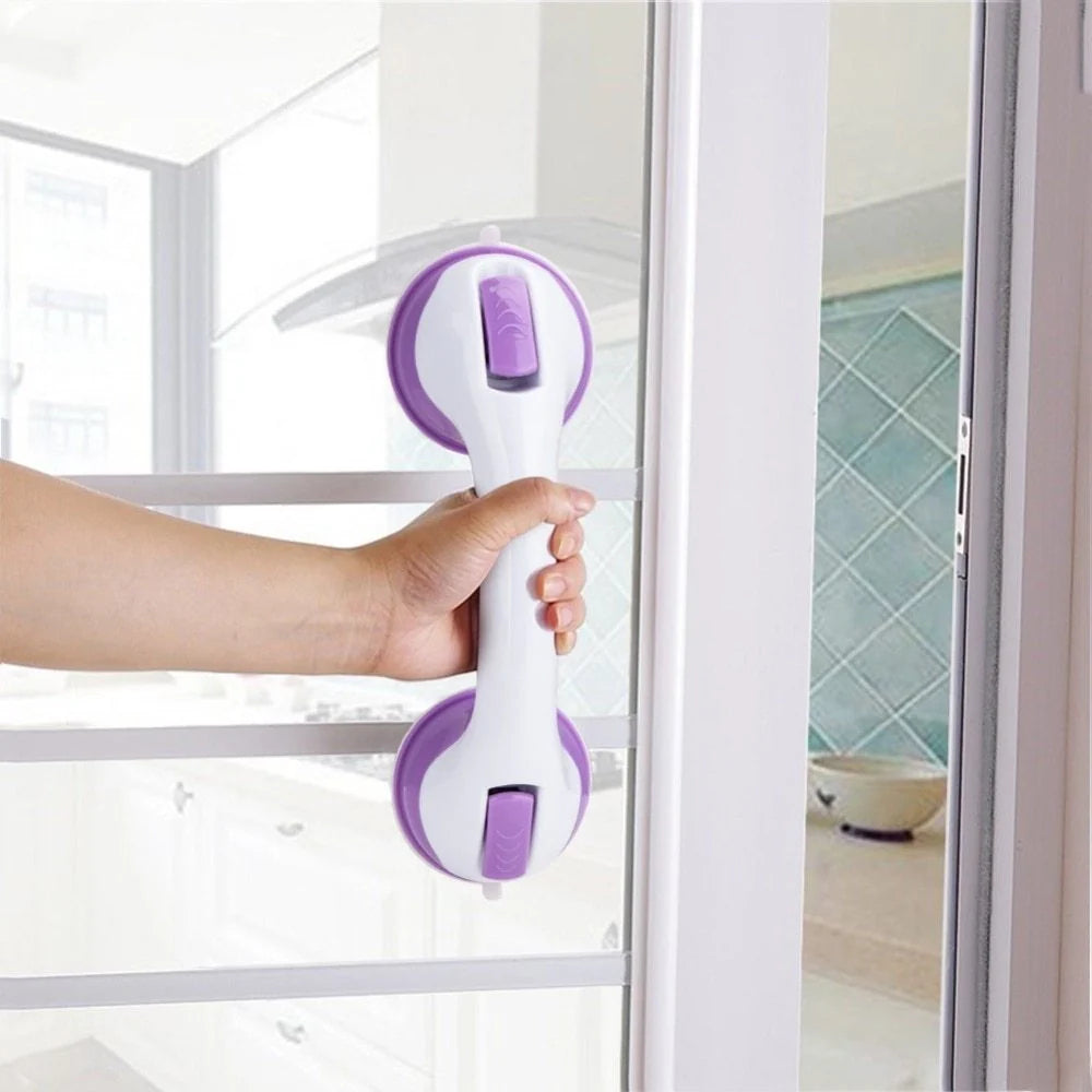ABS suction cup bathroom handrail in green, blue, and purple for anti-slip safety