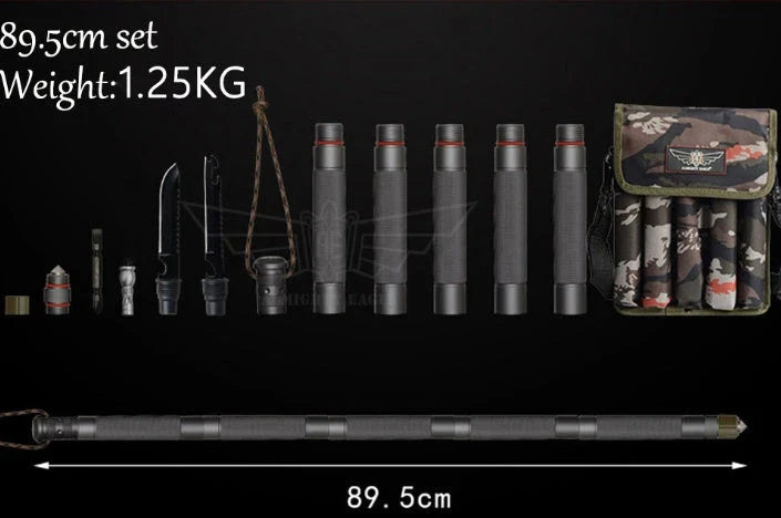 Multifunctional tactical stick for outdoor adventures with tools including bottle opener and compass